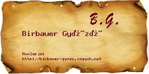 Birbauer Győző névjegykártya
